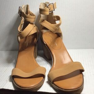 Jessica Simpson Tan Strappy Block Heels size 9